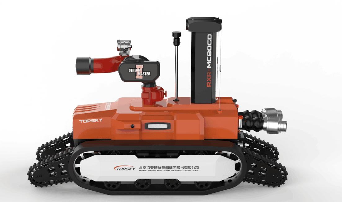 全地形防爆消防滅火偵察機(jī)器人【履帶擺臂】  (第2代，升降云臺及氣體二合一探測裝置+語音控制）  RXR-MC80BGD